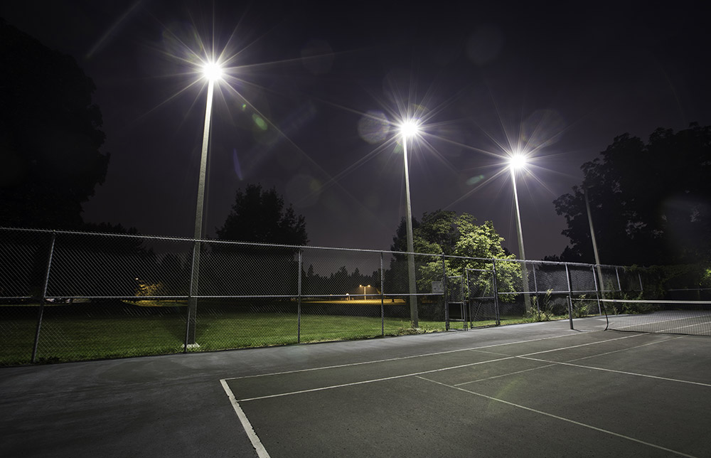 Evening floodlit courts